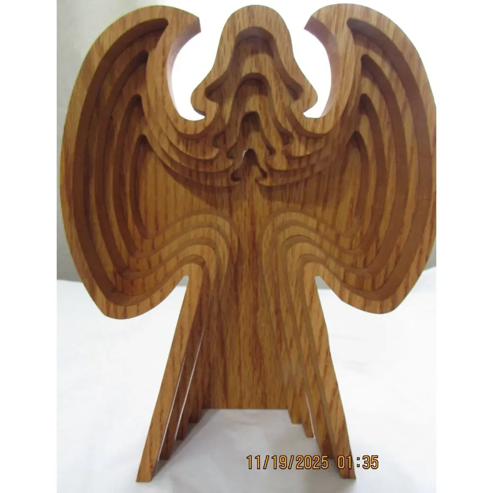 Nestled Wooden Angel wood art Christmas 3D Holy Religion